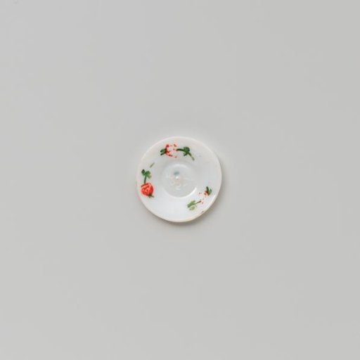 Plate, painted with flowers in white, green and red