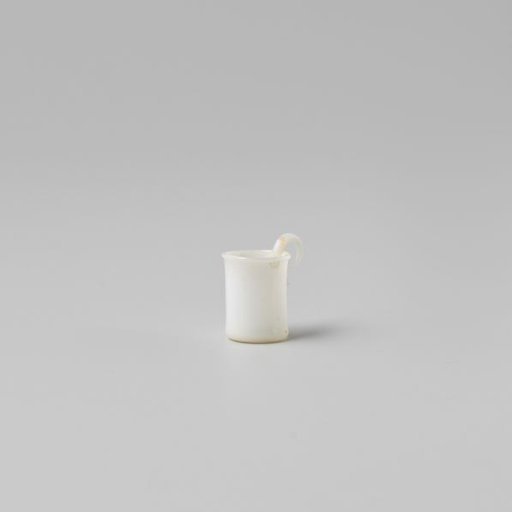Cup with handle, painted with a flower in white, red and green