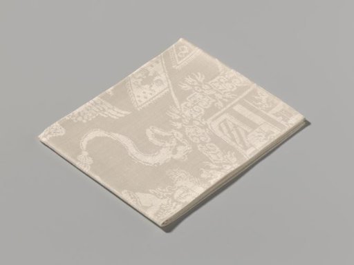 Tablecloth with the coat of arms of Charles III of Spain and a view of Lille
