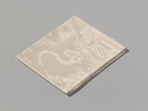 Napkin with the coat of arms of Charles III of Spain and a view of Lille
