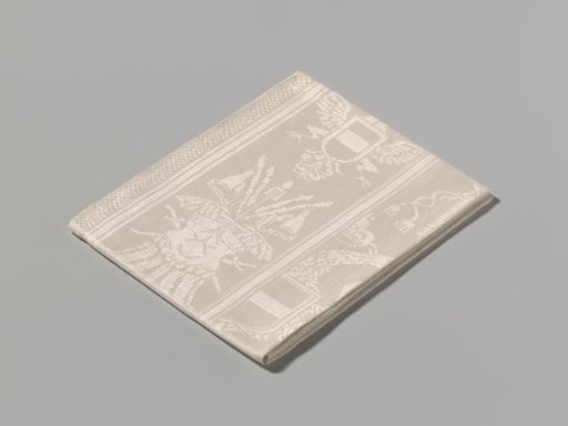 Napkin with the coat of arms of Charles III of Spain and a view of Lille