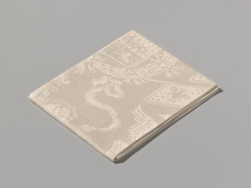 Napkin with the coat of arms of Charles III of Spain and a view of Lille