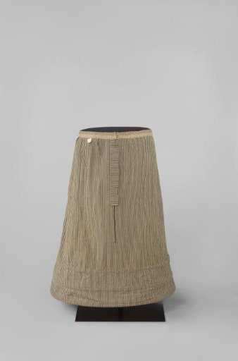 Petticoat of ticking with brown stripes