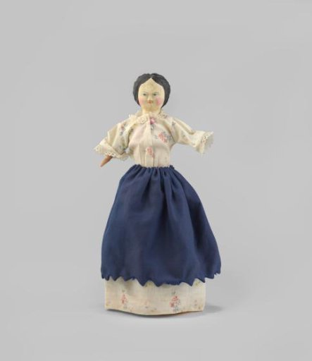 Doll with Black-Painted Hair, with Clothing