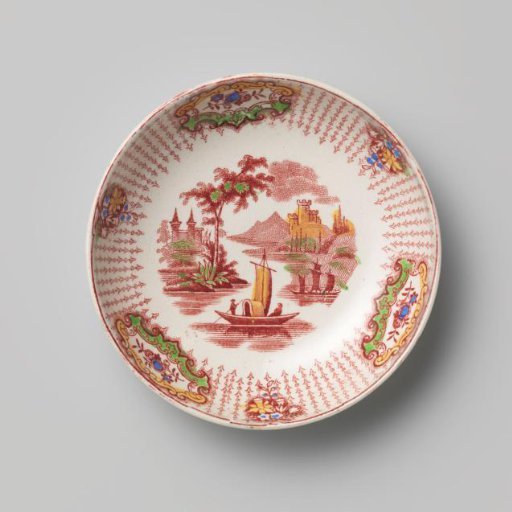 Plate of hard-baked earthenware, fine creamware with transfer