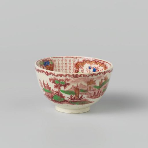 Head of hard-baked earthenware, fine creamware with transfer