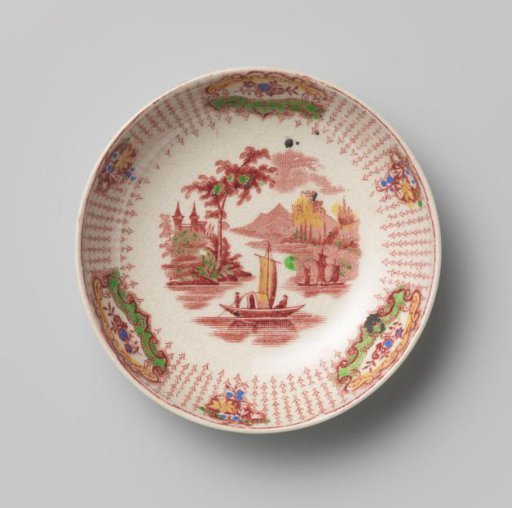 Plate of hard-baked earthenware, fine creamware with transfer