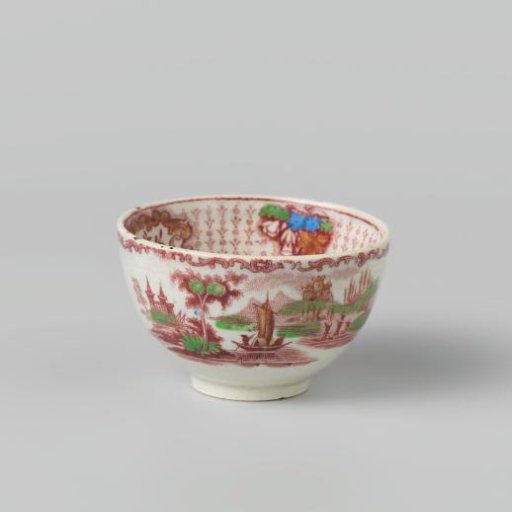 Head of hard-baked earthenware, fine creamware with transfer