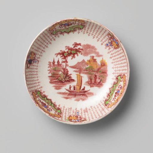 Plate of hard-baked earthenware, fine creamware with transfer