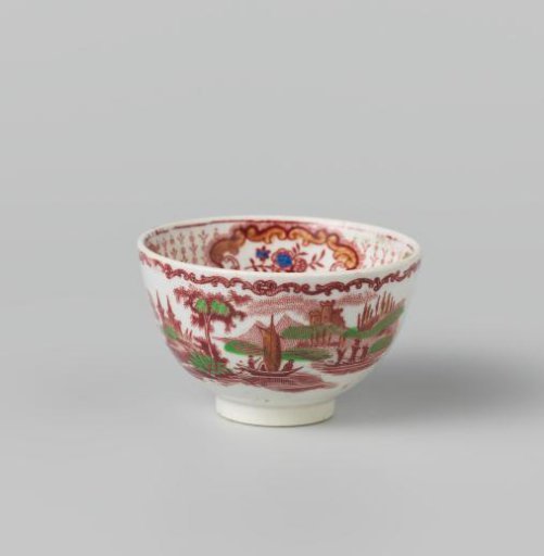 Head of hard-baked earthenware, fine creamware with transfer