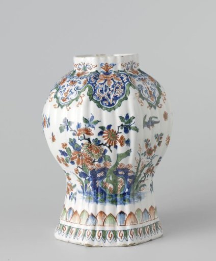 Pot (without lid) with floral decorations