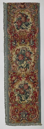 Side piece of a cantonnière for a bed or window frame with a floral pattern