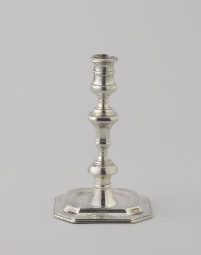 Candelabrum with an Engraved Alliance Coat of Arms on the Foot, Consisting of Two Oval Shields Containing a Crowned Double-Headed Eagle with Fleurons and Clover Leaves
