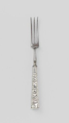 Fork with handle featuring fine relief fluting on a granulated ground