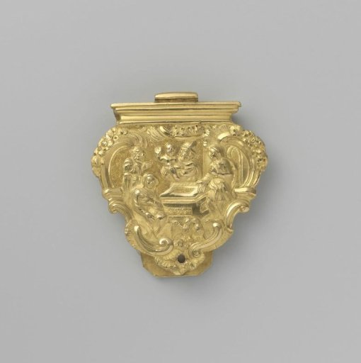 Bracket of a book lock with a depiction of the presentation of Jesus in the temple