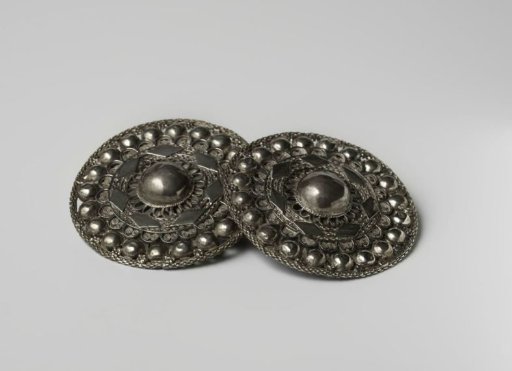 Two Large Round Zeeland Buttons of Silver