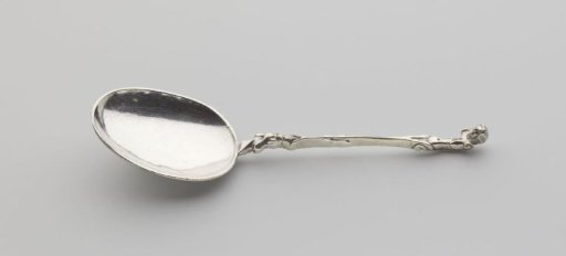 Spoon with egg-shaped bowl and stem crowned with a herm figure