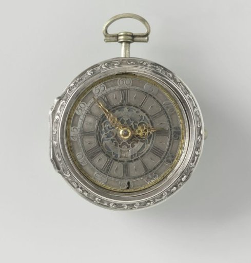 Pocket Watch with Chased Depiction of Two Soldiers Before Tents in Loose Case