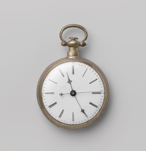 Watch, Duplex, of silver, with a plain back and white enamel dial
