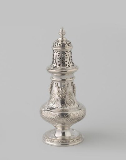 Sugar caster, baluster-shaped, with bell-shaped lid