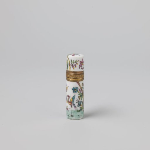 Scent bottle with cranes and flowering plants