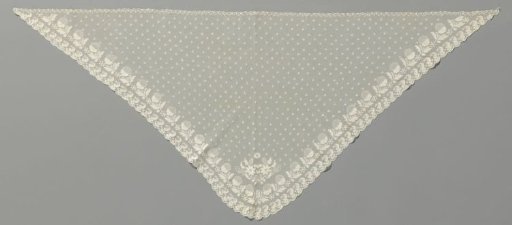 Fichu of machine-made lace with tambour work and needle lace fillings
