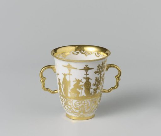 Chocolate Cup, Painted with Chinese-Style Figures