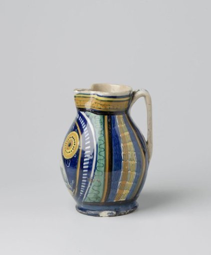 Mug, bowl-shaped, painted with a medallion and a hare