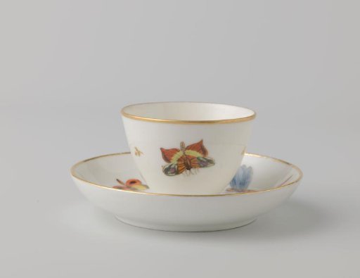 Saucer painted with butterflies and dragonflies