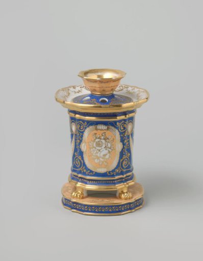 Vase with flowers, scrolls and birds