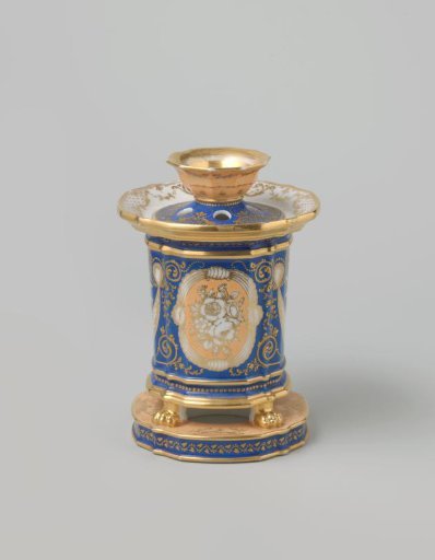 Vase with flowers, scrolls and birds