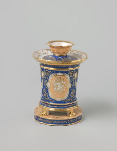 Vase with flowers, scrolls and birds