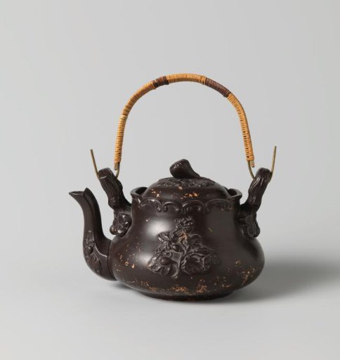 Chocolate pot with lid of red earthenware, children's toy