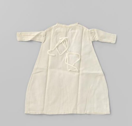 White linen shirt for doll with woven vertical stripes