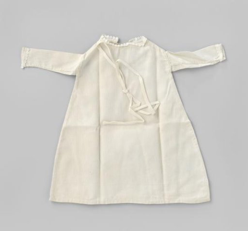 White linen shirt for doll with woven vertical stripes
