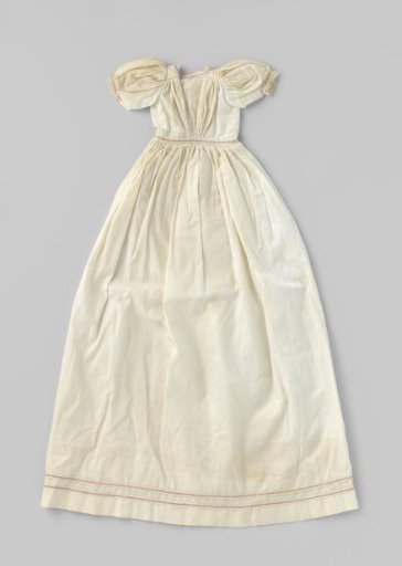 White cotton christening gown with embroidered braid for doll