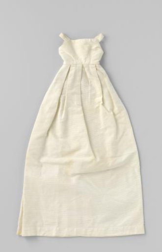 White ribbed cotton christening gown for doll