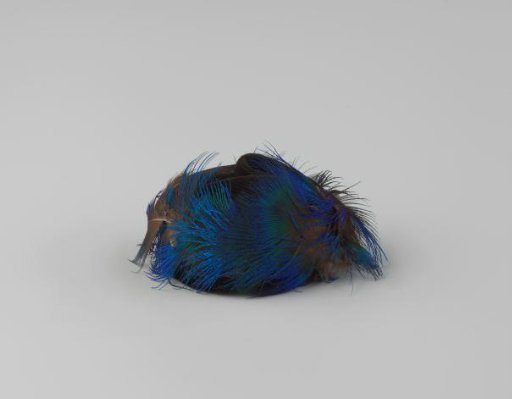 Hat with blue feathers