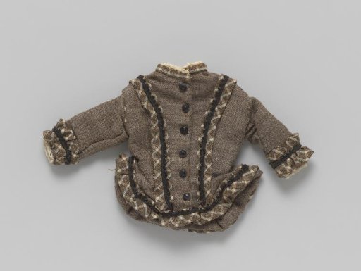 Bodice of brown wool with checkered trim and slits