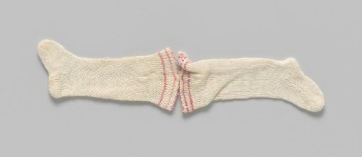 Pair of white stockings with pink edge