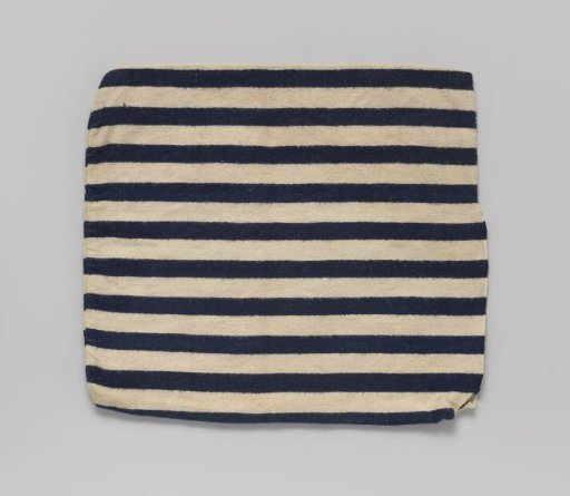 Rectangular bag, dark blue and white striped