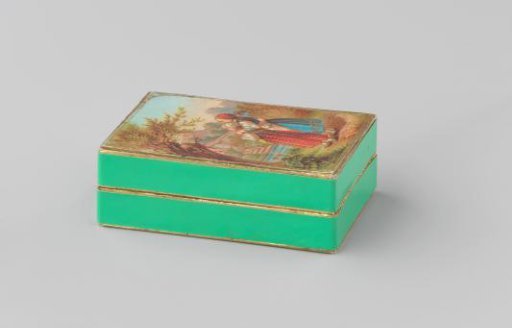 Box with image of two girls looking at a bird in a tree