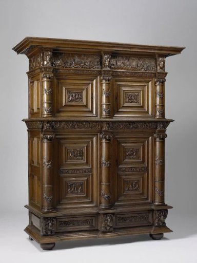 Cabinet, Divided into Upper and Lower Sections. Decorated with Reliefs of the Nativity, the Circumcision, the Three Kings, the Baptism, the Flight into Egypt, and the Temptation. Date 1659