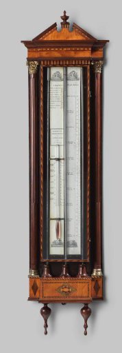 Barometer, combined with thermometer in a mahogany case