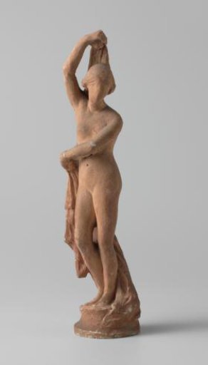 Standing figure of a young woman in unglazed clay