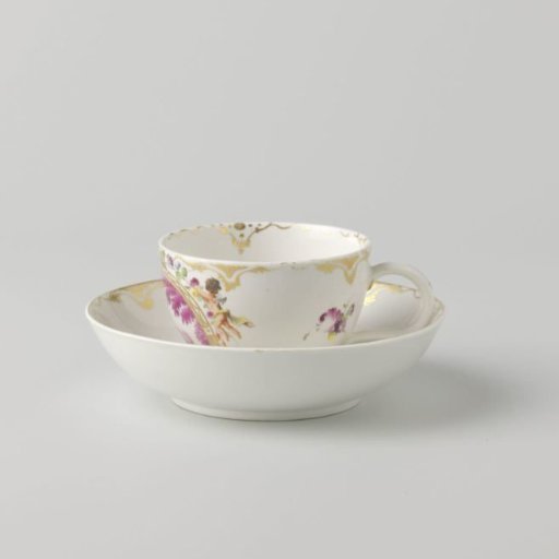 Cup and Saucer with Medallion Depicting Landscapes