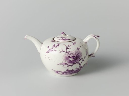 Teapot, painted with trees and birds