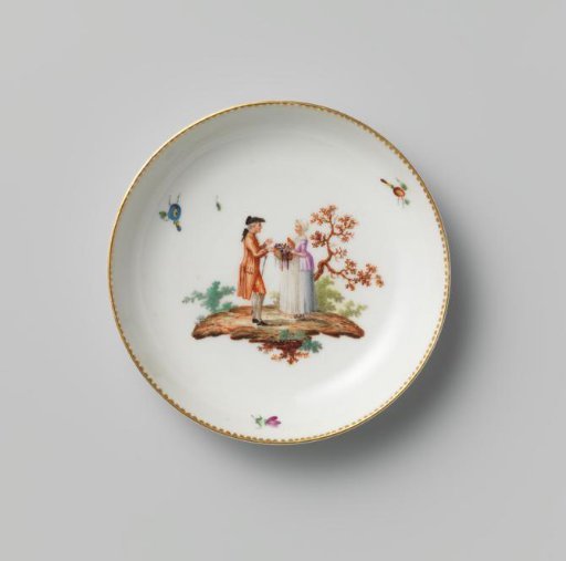 Dish, Painted with a Gentleman and a Shopkeeper