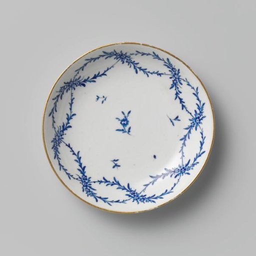 Dish, Painted with Two Leaf and Flower Scrolls Crossing at Regular Intervals