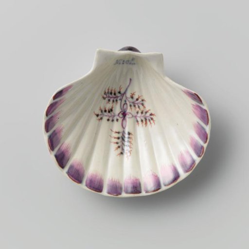 Oyster shell, painted with a branch of flowers